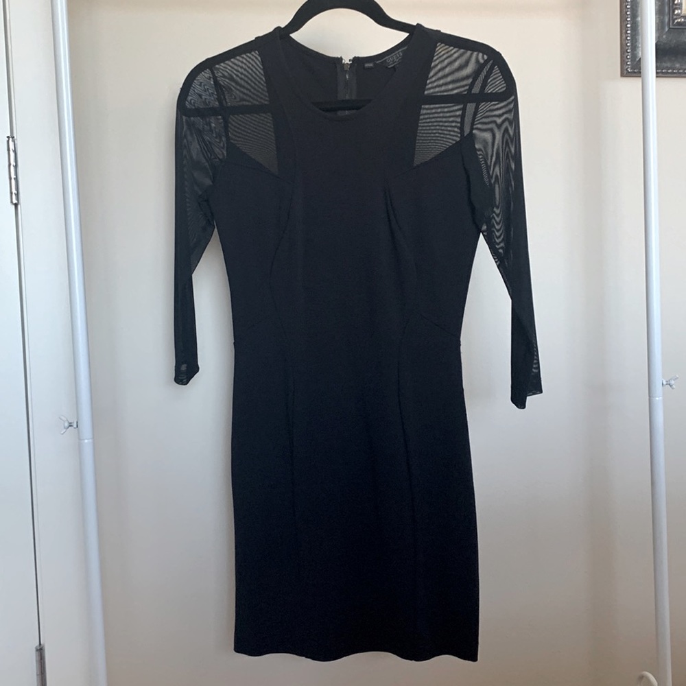 EUC Guess black dress mesh shoulder and arms design